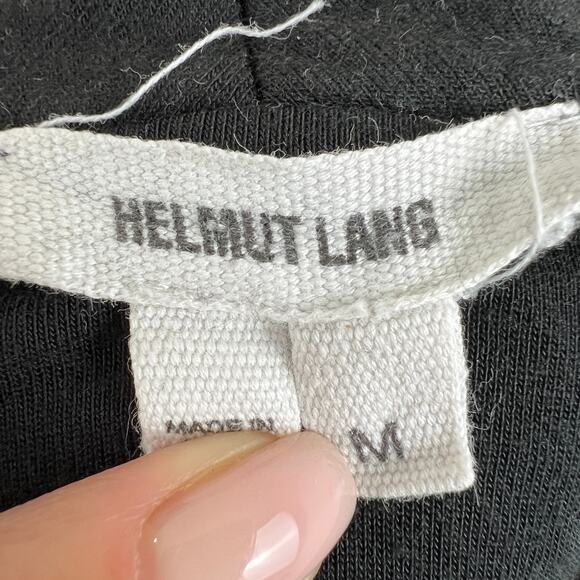 HELMUT LANG Black Asymmetric Zip Moto Jacket Sweatshirt Shawl Collar Pockets M - Picture 6 of 8